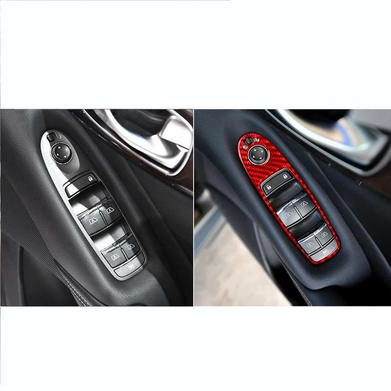 Car Carbon Fiber B Style Window Glass Lift Panel Decorative Sticker for Infiniti Q50 2014-2020, R...