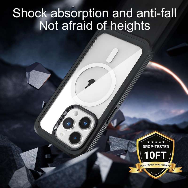 For iPhone 15 Pro Life Waterproof MagSafe Magnetic Rugged Phone Case(Black)