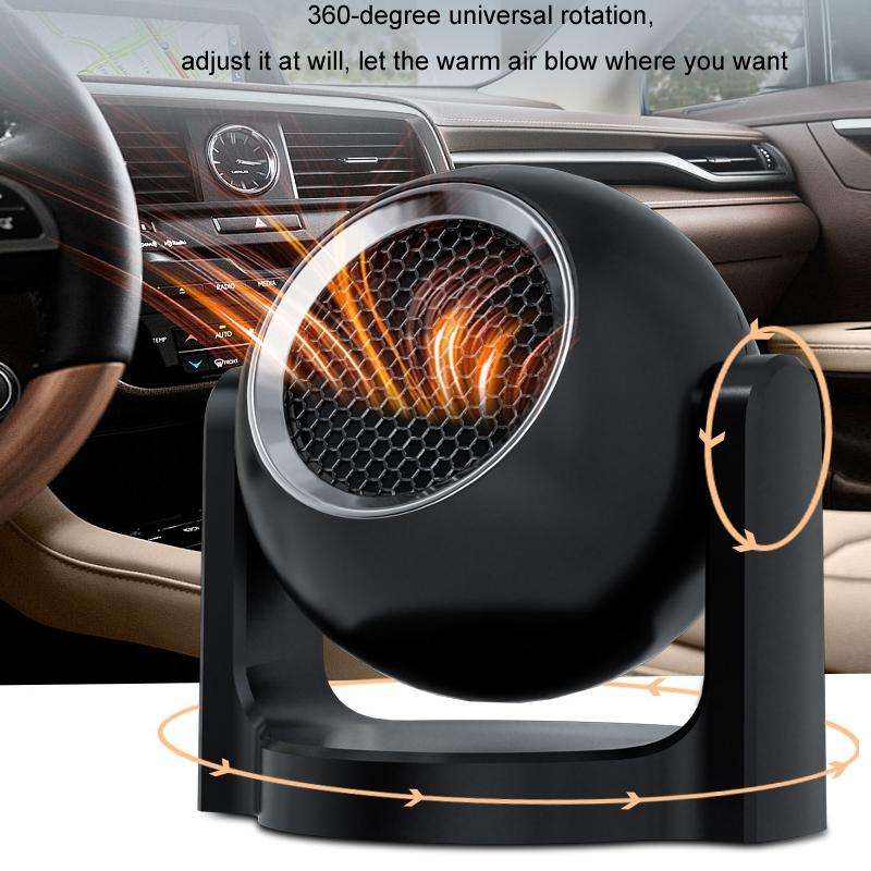12V Winter Car-mounted Fast-heating Air Heater Window Glass Defogging Heater(Black)