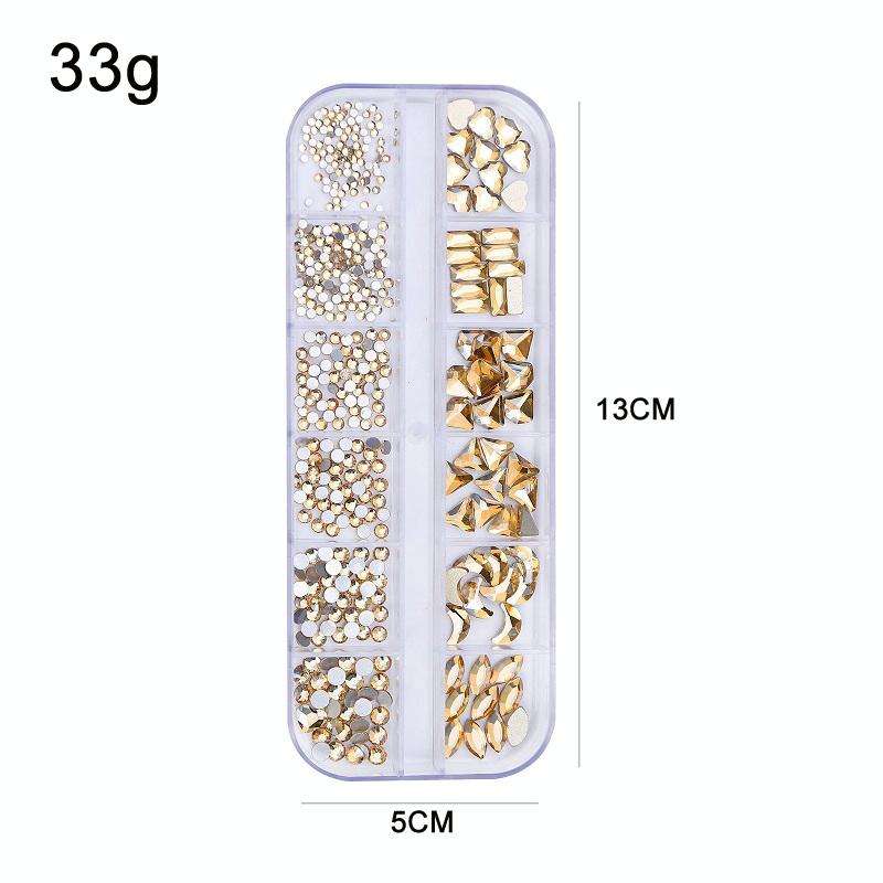 12 Grid Flat Bottom Shaped Nail Rhinestones Nail Decoration, Specification: 21