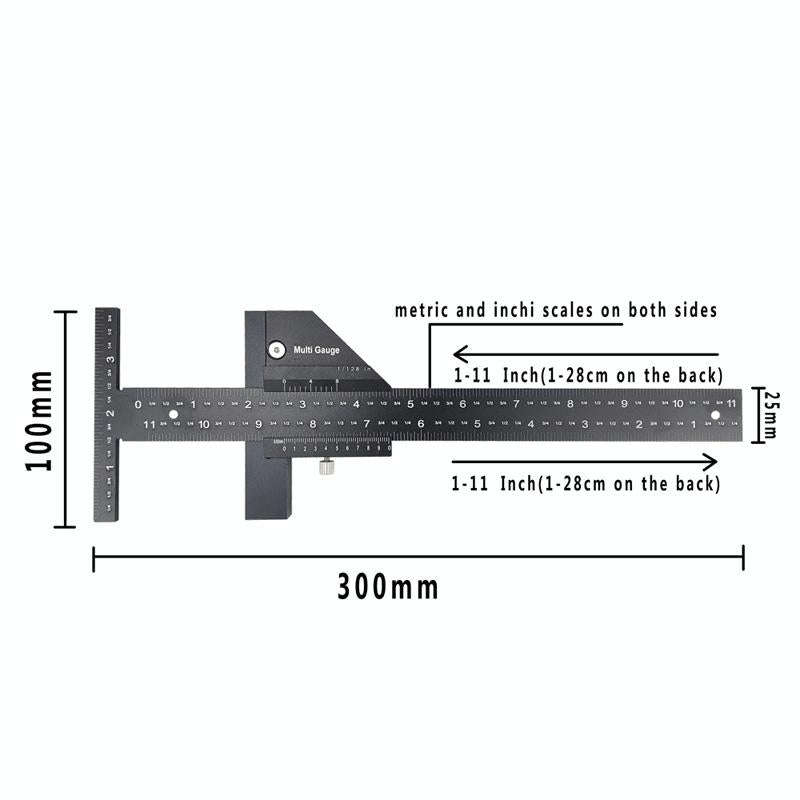 T072 Woodworking Multifunctional Aluminum Alloy Marking Ruler(T Type Ruler)