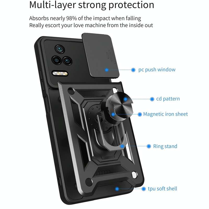 For Xiaomi Poco F4/Redmi K40S Sliding Camera Design TPU + PC Phone Case(Black)