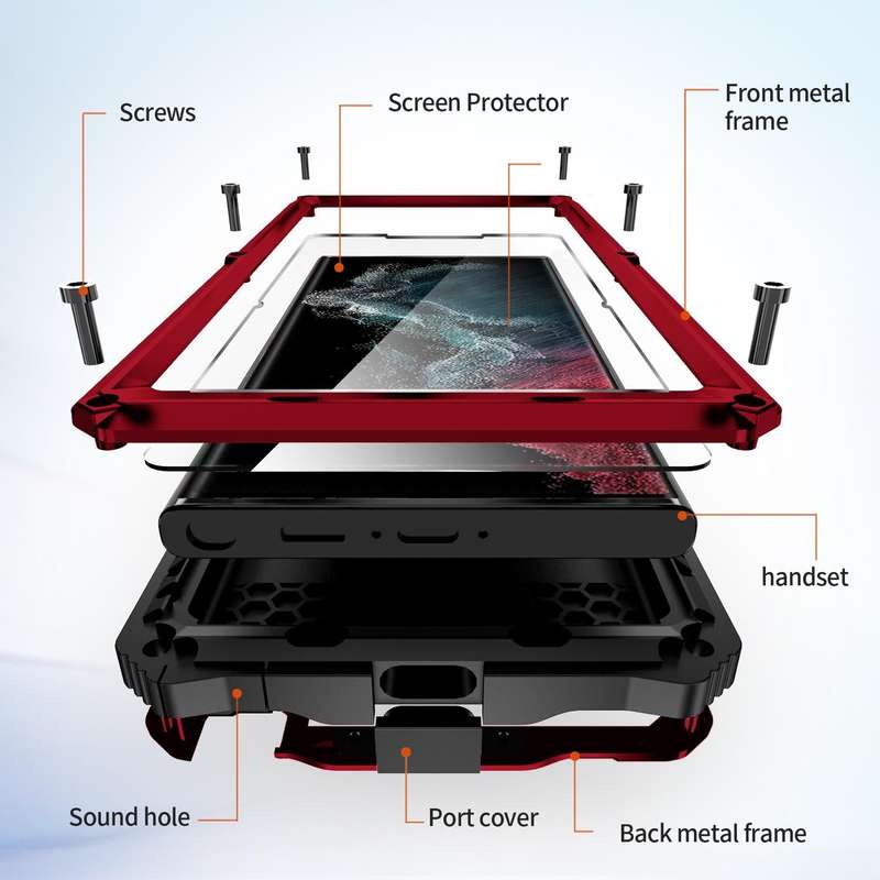 For Samsung Galaxy S22 Ultra 5G R-JUST RJ-56 3rd Gen Life Waterproof Dustproof Shockproof Phone C...