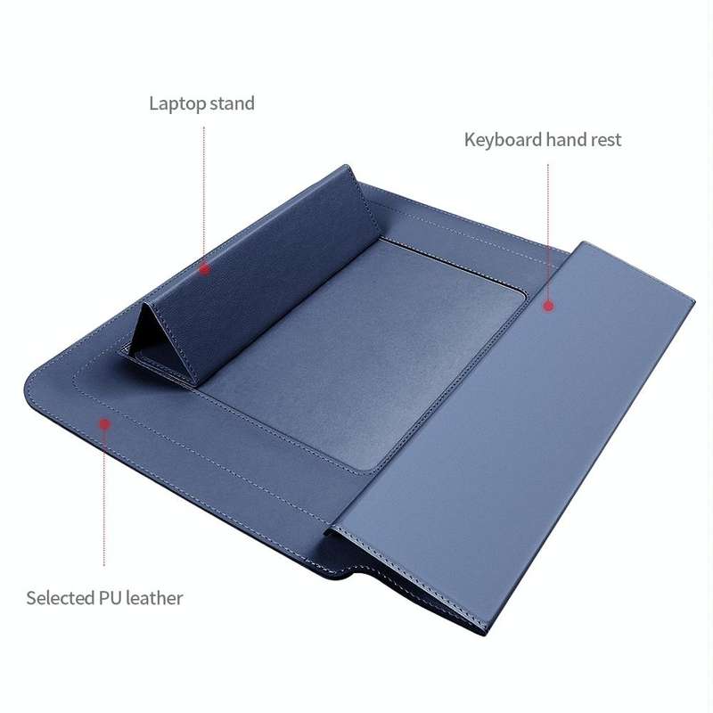 4 in 1 Universal Laptop Holder PU Waterproof Protection Wrist Laptop Bag, Size: 17 inch(Navy Blue)