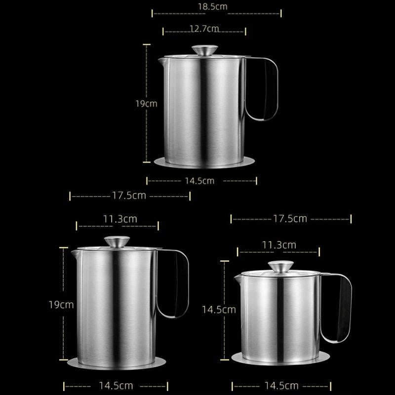Household 304 Stainless Steel Large Capacity Oil Separator Pot, Capacity: Steel Color 2000ml