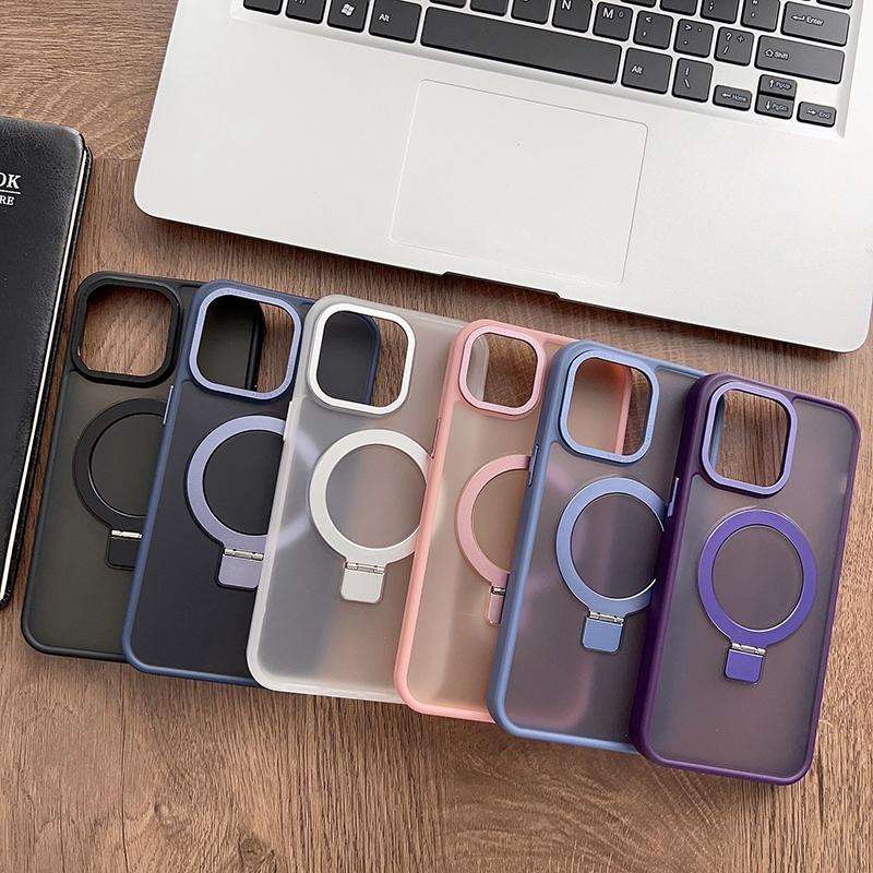 For iPhone 11 Pro Max Skin Feel MagSafe Magnetic Holder Phone Case(Matte White)