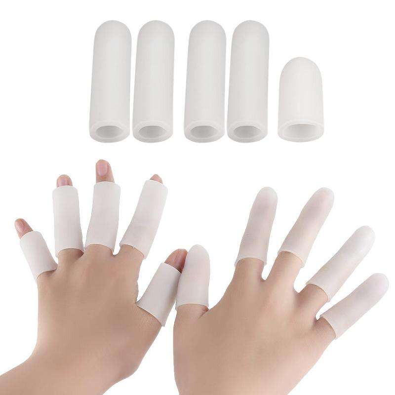 5pcs/Set Gel Finger Cots Hand Joint Crack Protector, Color: Close Style White
