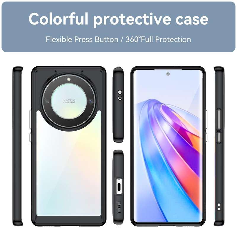 For Honor X9A Colorful Series Acrylic + TPU Phone Case(Black)