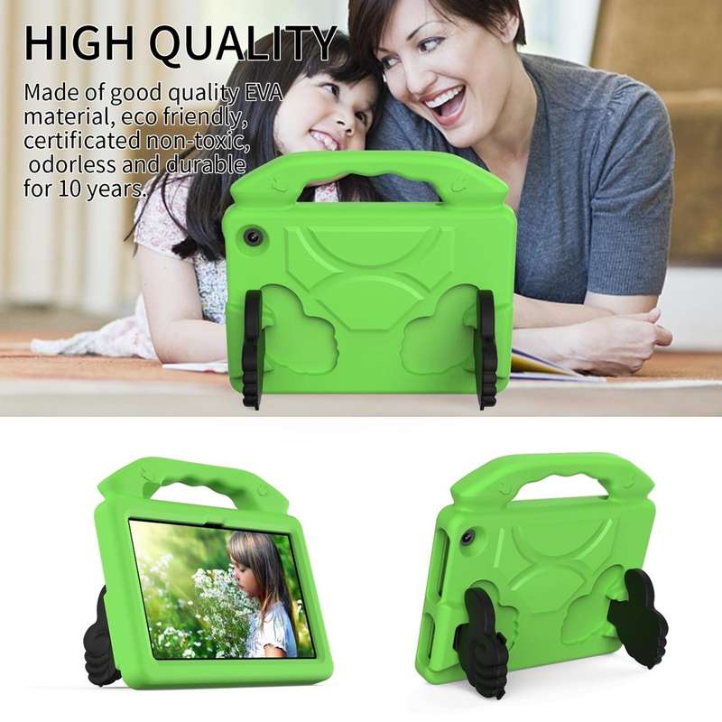 For Amazon Kindle Fire 7 2022 Children EVA Shockproof Tablet Case with Thumb Bracket(Green)