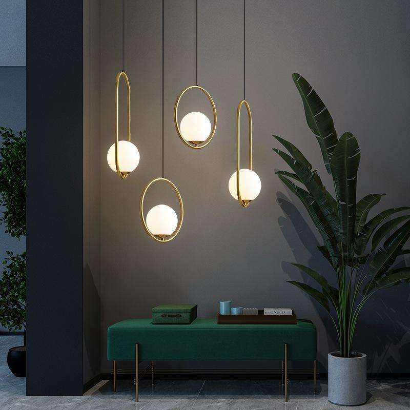Restaurant Chandelier Single Head Creative Personality Simple Modern Copper Lamp without Light So...