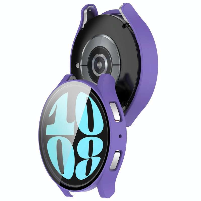 For Samsung Galaxy Watch6 40mm PC + Tempered Film Integrated Watch Protective Case(Purple)