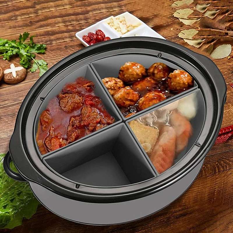 For Crockpot 6QT Slow Cooker Silicone Liners Divider Reusable Leak Proof Mats, Spec: Gray 3 Compa...