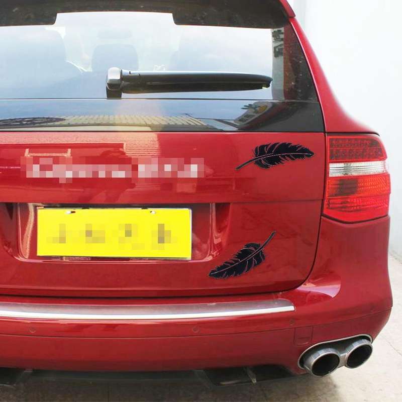 10 PCS Emblem Feather Car Stickers Waterproof Plastic Decal Sticker(Black)
