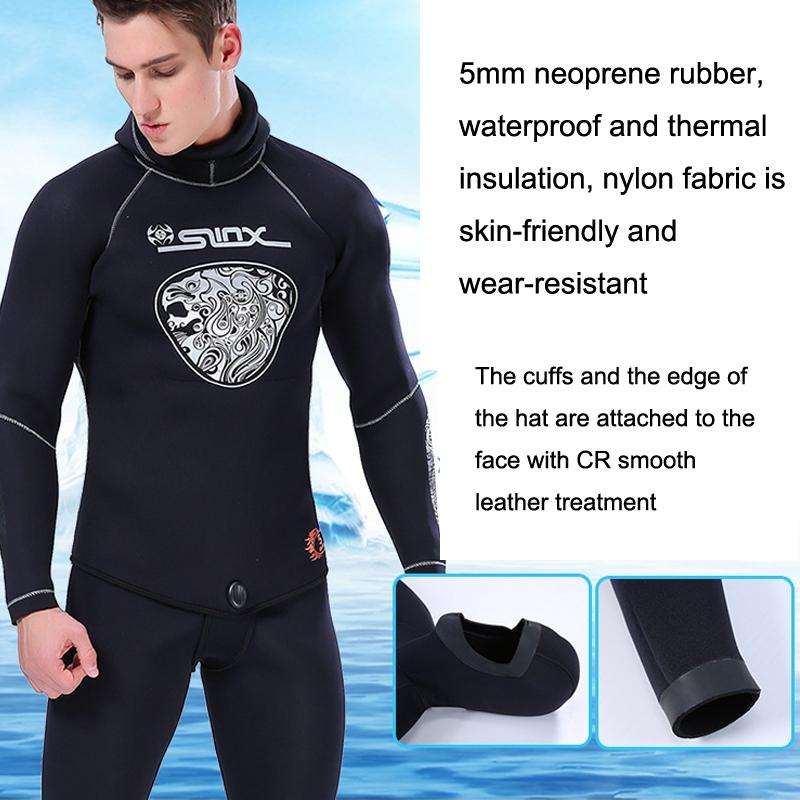 SLINX Thickened Long-sleeved Split Wetsuit With Headgear, Size: XXXL(Jacket)