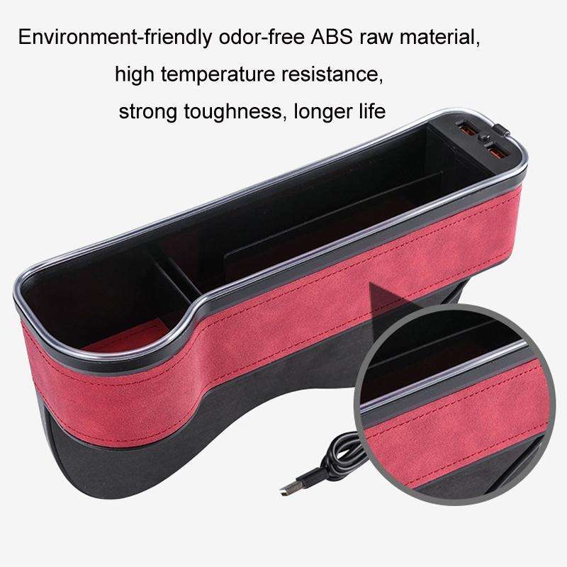 Car Central Control Seat Gap Storage Box with Dual USB Ambient Lights, Color: Suede Khaki Co-pilot