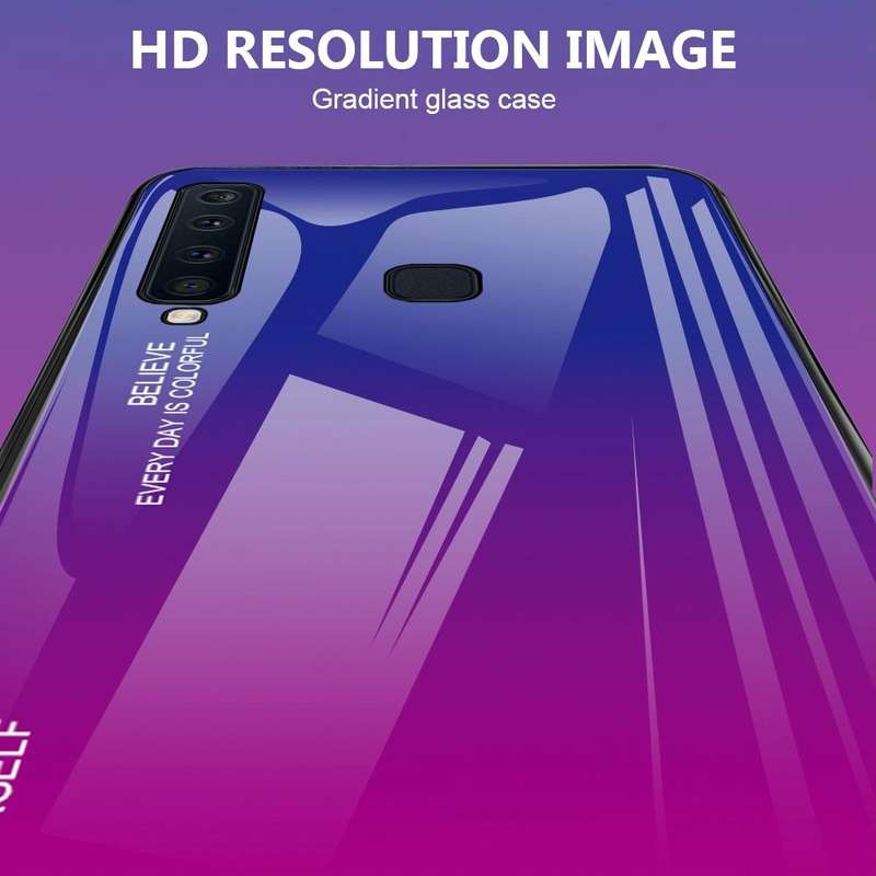 For Galaxy A9 (2018) Gradient Color Glass Case(Yellow)