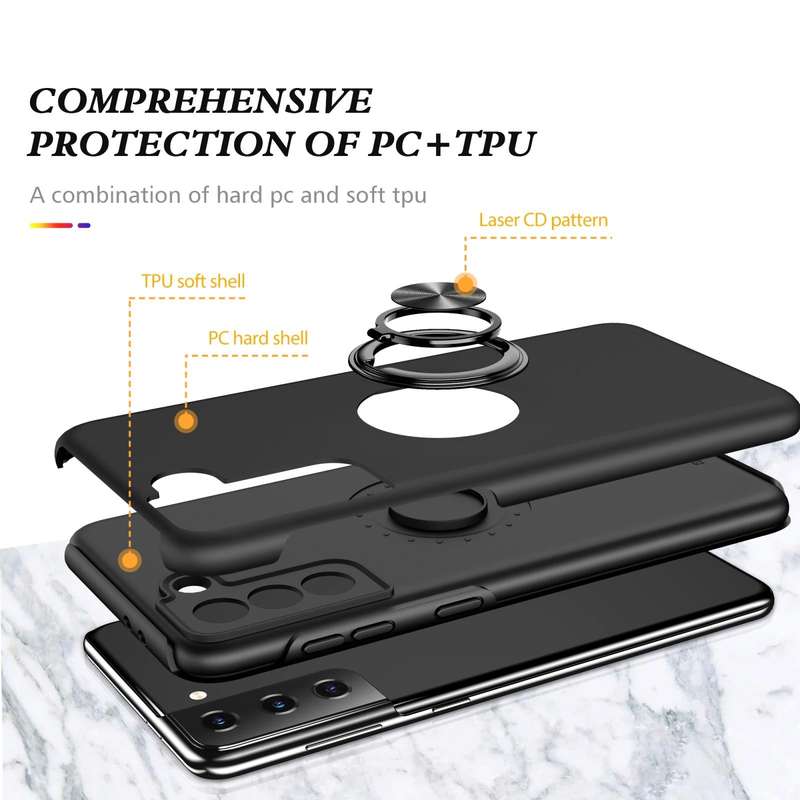For Samsung Galaxy S21 5G PC + TPU Shockproof Magnetic Protective Case with Invisible Ring Holder...
