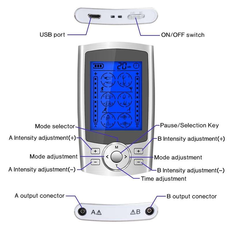 24-Mode Digital Electronic Pulse Massager Intelligent Whole Body Physical Therapy Meridian Massag...