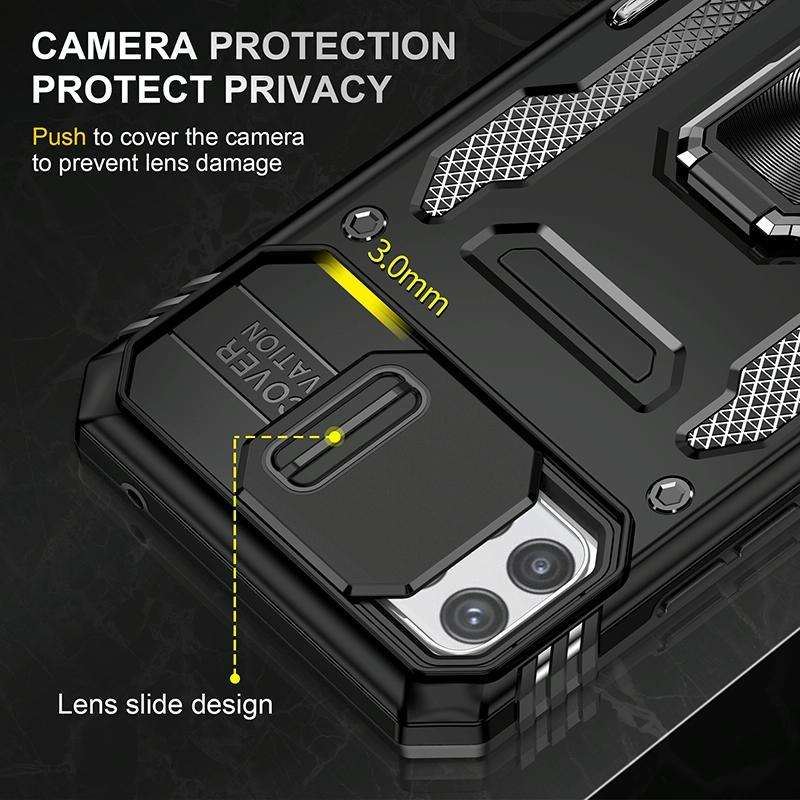 For Samsung Galaxy A22 5G Armor PC + TPU Camera Shield Phone Case(Black)