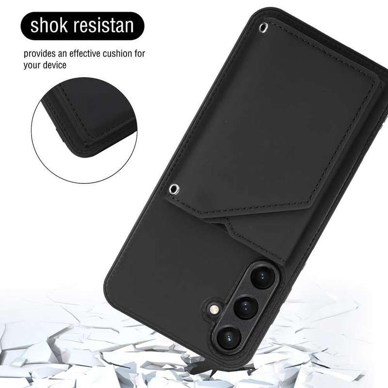 For Samsung Galaxy S23 FE 5G Skin Feel PU + TPU + PC Card Slots Phone Case(Black)