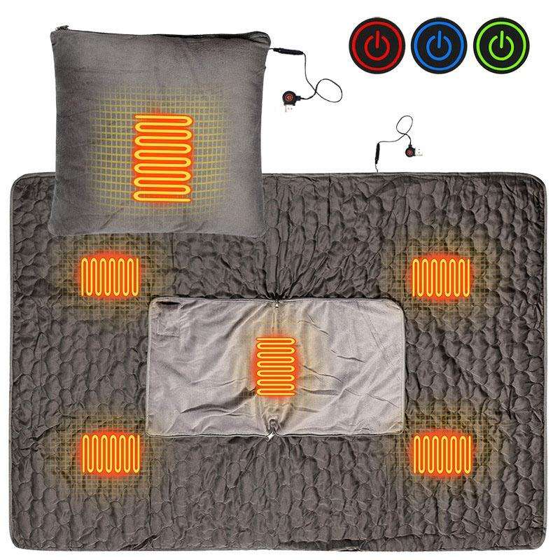 Portable USB Smart Heating Multifunctional Pillow Electric Heating Blanket, Free Size(Grey)