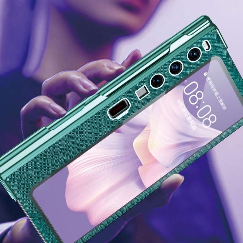 For Huawei Mate Xs 2 integrated Cross Pattern Electroplating All-inclusive Phone Case with Stand(...