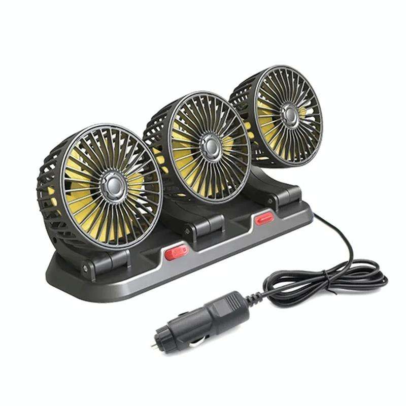 F4310 360-Degree Rotating Adjustable Car Three-Head Fan, Style:12V Cigarette Lighter