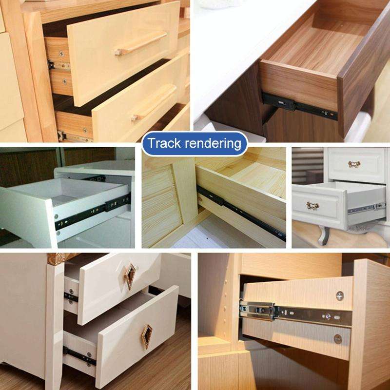 20 inches 3-section Mute Stainless Steel Sliding Drawer Slides Ball Slide Rail Length: 50cm