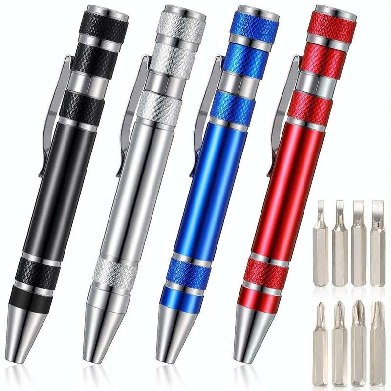8 In 1 Multifunctional Mini Aluminum Tool Pen Screwdriver Set(Black)