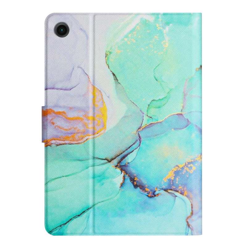 For Samsung Galaxy Tab A8 Marble Pattern Smart Leather Tablet Case(Green)