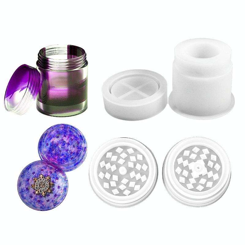 DIY Crystal Epoxy Silicone Mold Combination Set, Shape: Circular Bottle+Grinding Device