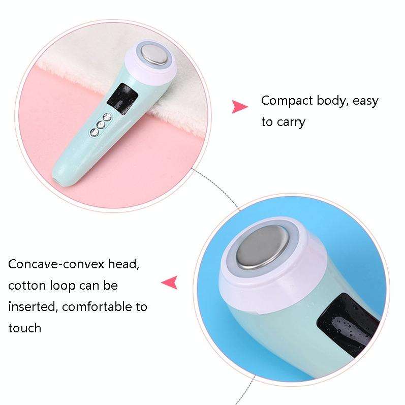 Facial Ultrasonic Iontophoresis Micro-Current Color Light Skin Rejuvenation Device(Girl Pink)