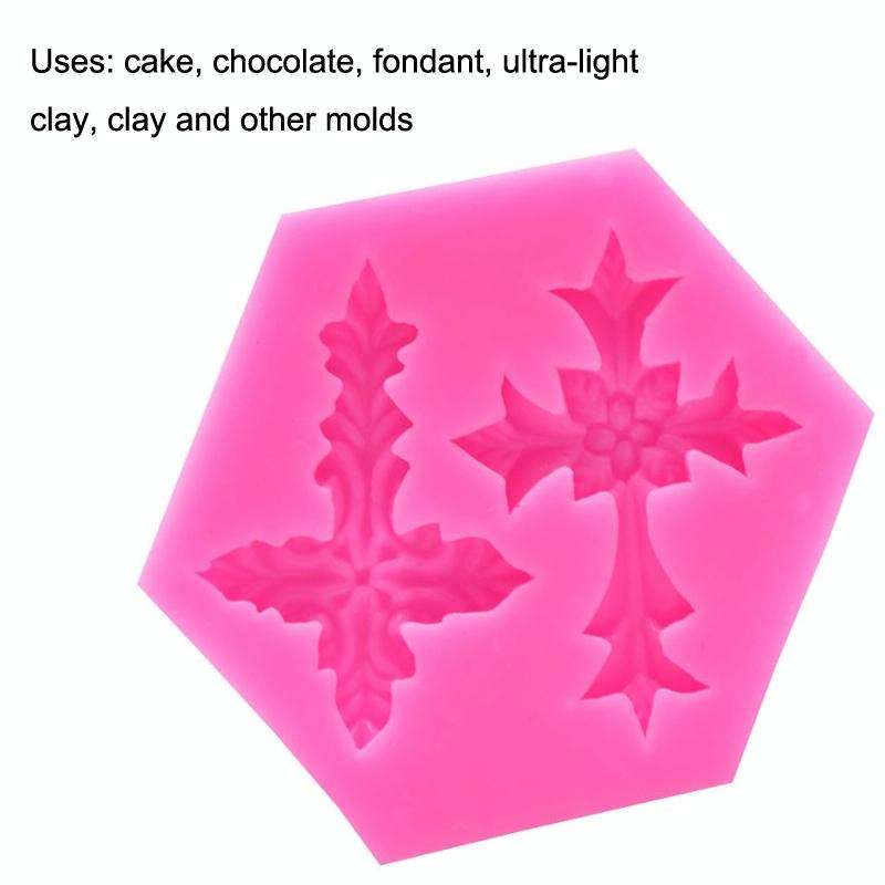 4 PCS Cross Shape Silicone Fondant Cake Mold Baking Tool(Pink)