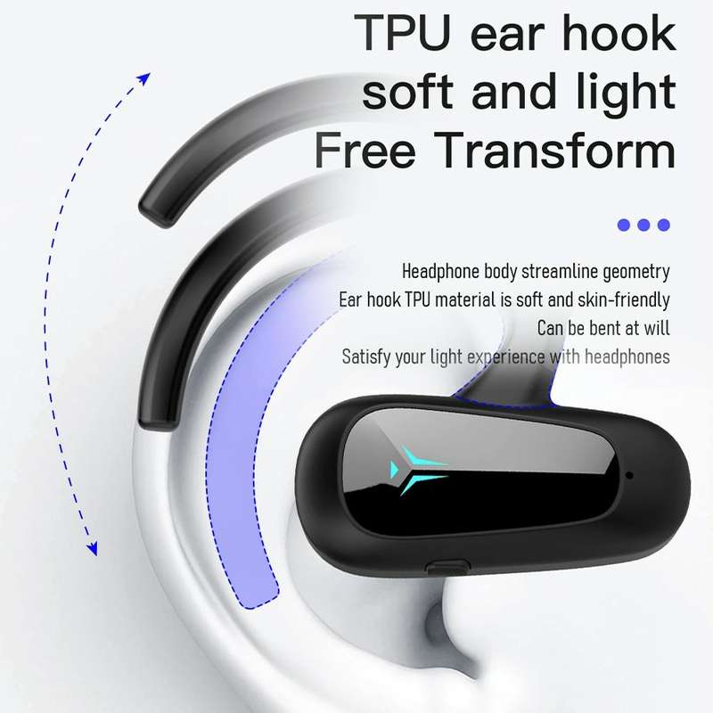 Bone Conduction Concepts Digital Display Stereo Bluetooth Earphones, Style: Single Ear(Blue)