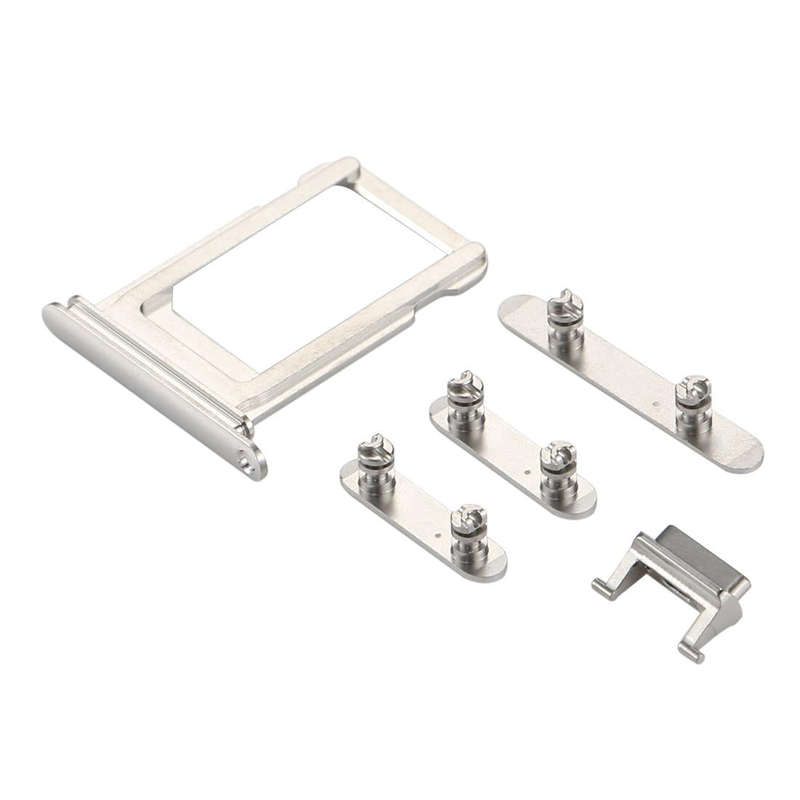 Card Tray + Volume Control Key + Power Button + Mute Switch Vibrator Key for iPhone X(Silver)