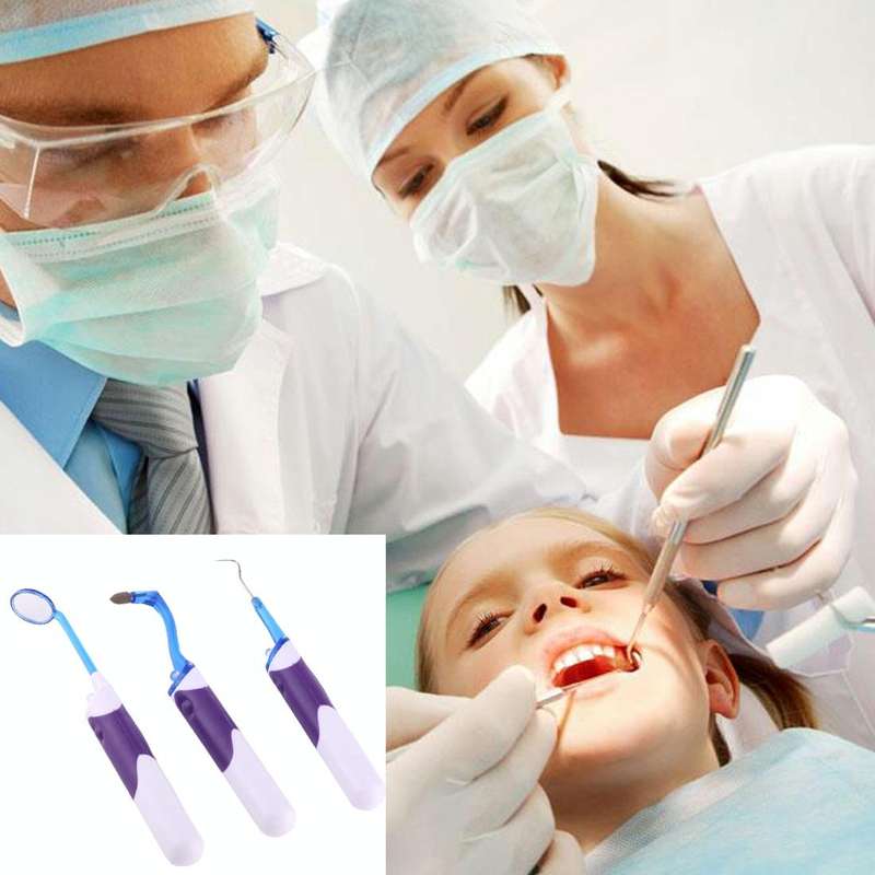 Lit-Pack 3 in 1 LED Professional Dental Oral Tool Kits (Dental Mirror + Tooth Stain Eraser + Plaq...
