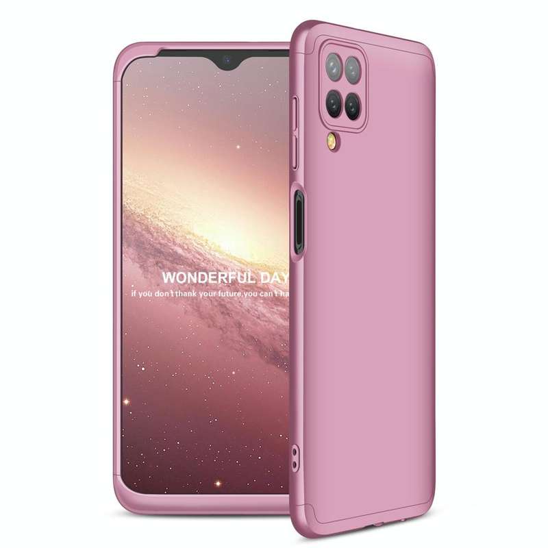 For Samsung Galaxy A12 GKK Three Stage Splicing Full Coverage PC Case(Rose Gold)