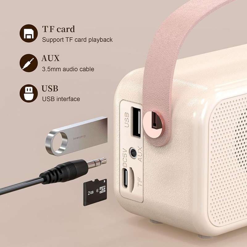 S11 Handheld Retro Alarm Clock Bluetooth Speaker Desktop Portable Clock(Pink)