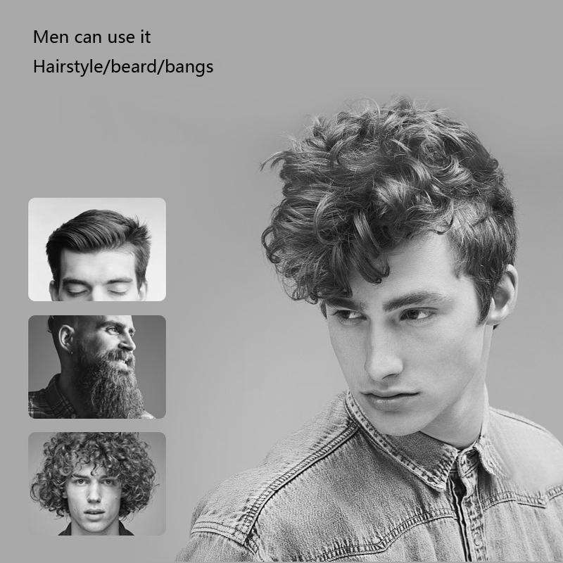 Small Wave Curling Iron For Men Beard Curling Iron 3D Ceramic Thermostat Hair Straightener(EU Plug)