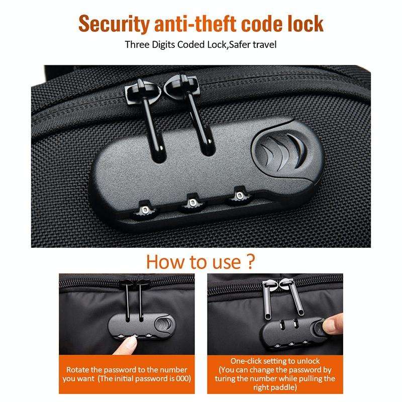 OZUKO 9223 Anti-theft Men Chest Bag Waterproof Crossbody Bag with External USB Charging Port, Sty...