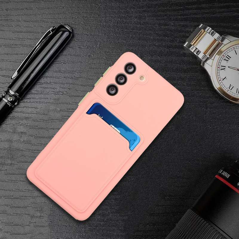 For Samsung Galaxy S21 5G Card Slot Design Shockproof TPU Protective Case(Pink)