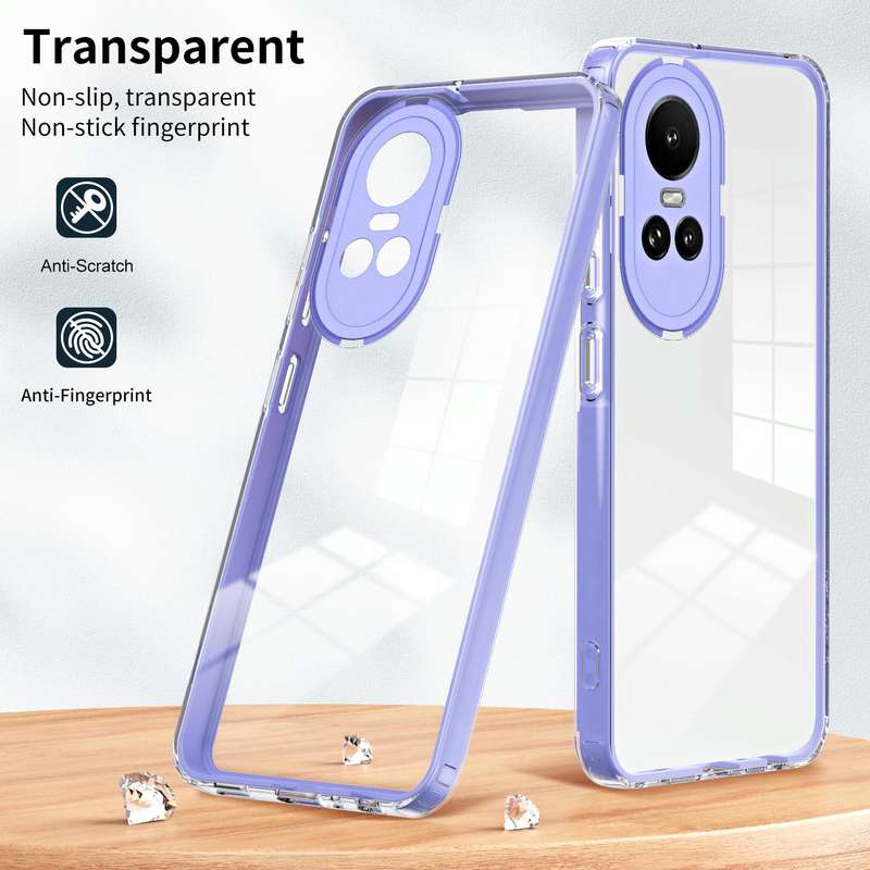 For OPPO Reno10 5G/Reno10 Pro 5G 3 in 1 Clear TPU Color PC Frame Phone Case(Purple)