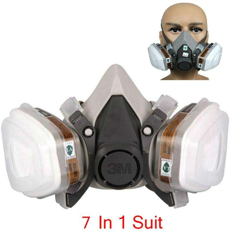7 in 1 Suit Half Face Gas Mask Respirator Painting Spraying Dust Mask For 3 M 6200 N95 PM2.5 Gas ...