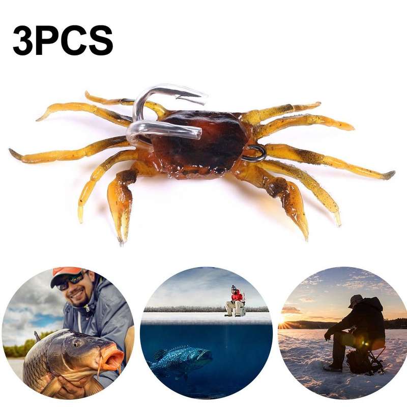 3 PCS HENGJIA SO068 Submerged Crab Hook Anti-hanging Bottom Ice Fishing Bait, Color: 10cm 30g Gray