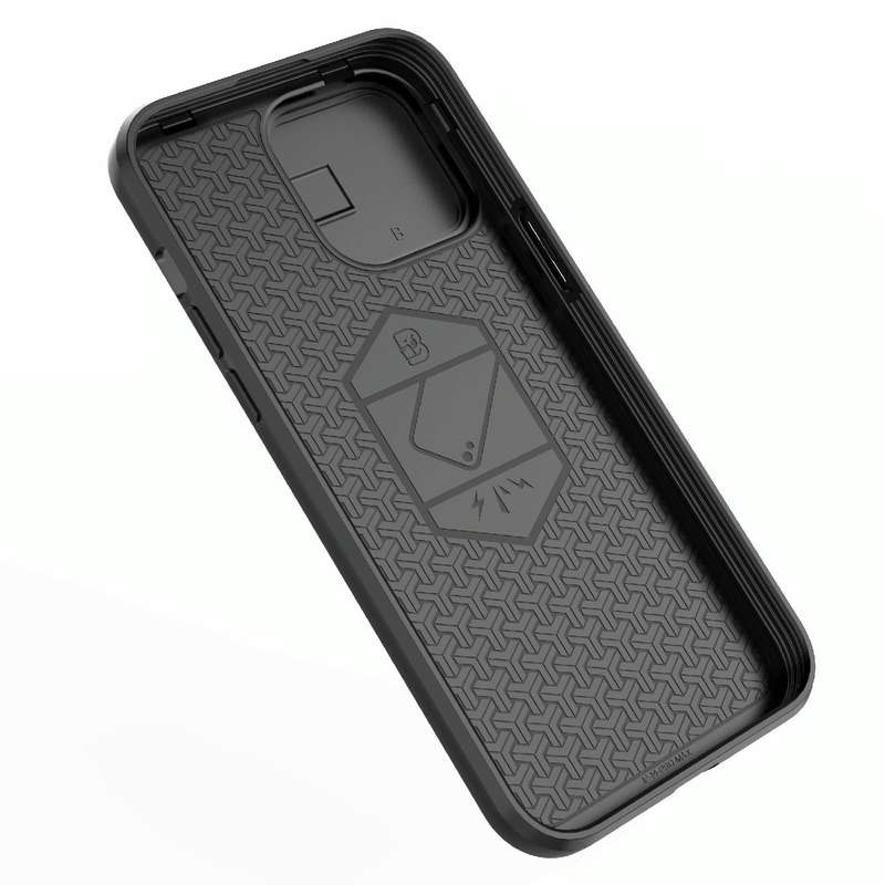 For iPhone 15 Pro Sliding Camshield TPU + PC Shockproof Phone Case with Holder(Black)