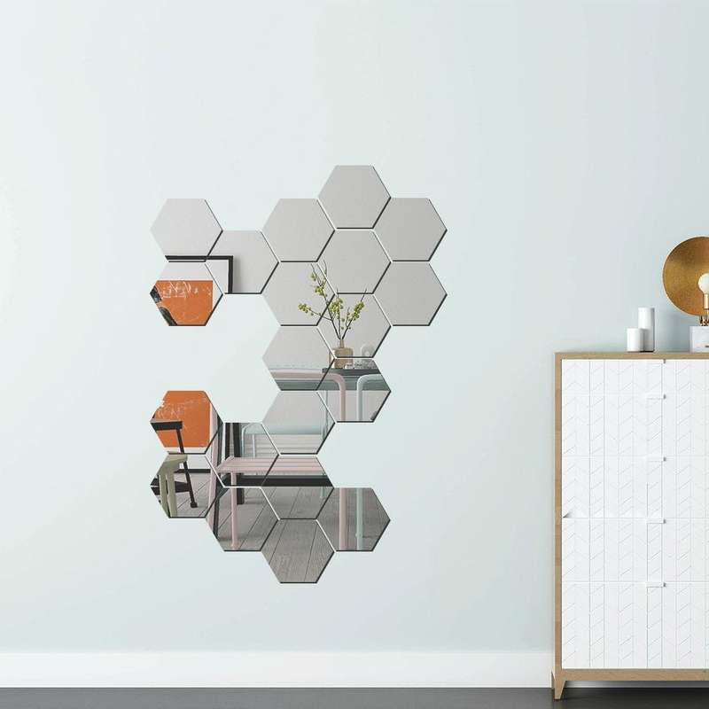 Ym300 16 PCS / Set Home Personal Wall Stickers DIY Acrylic Wall Decorative Mirror(Quartet Silver)