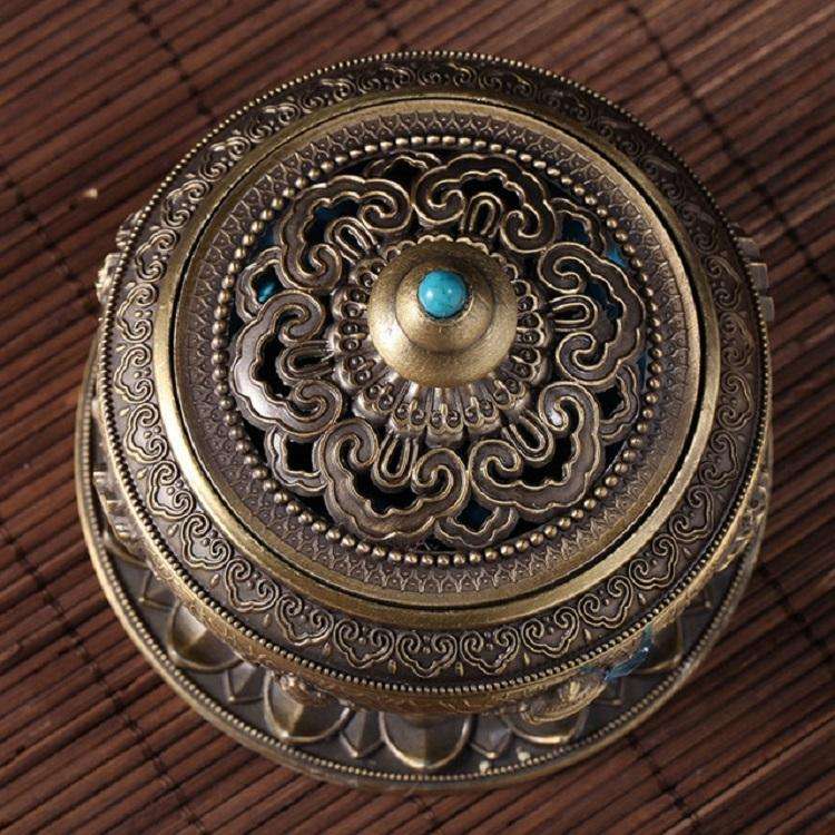 Eight Treasure Incense Burner Homeware Incense Burner Decoration, Size:Mdeium(Gold)