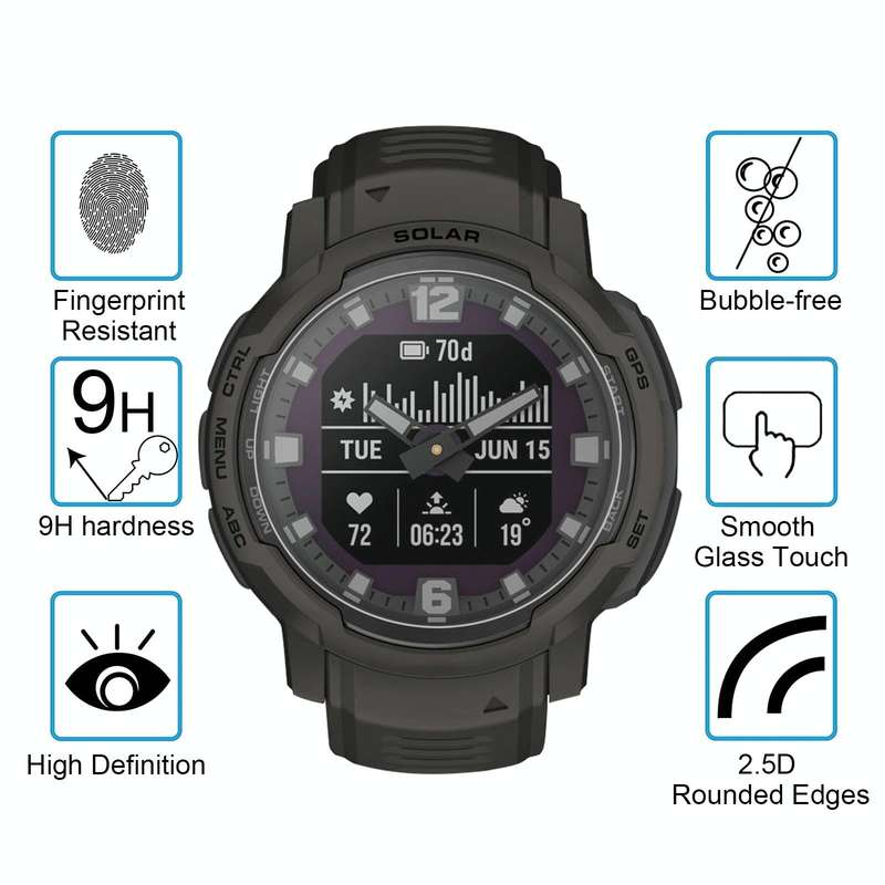For Garmin Instinct Crossover Smart Watch Tempered Glass Film Screen Protector