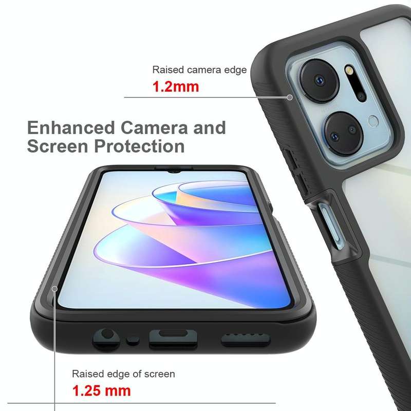 For Honor X7a Starry Sky Full Body Hybrid Shockproof Phone Case with PET Film(Black)