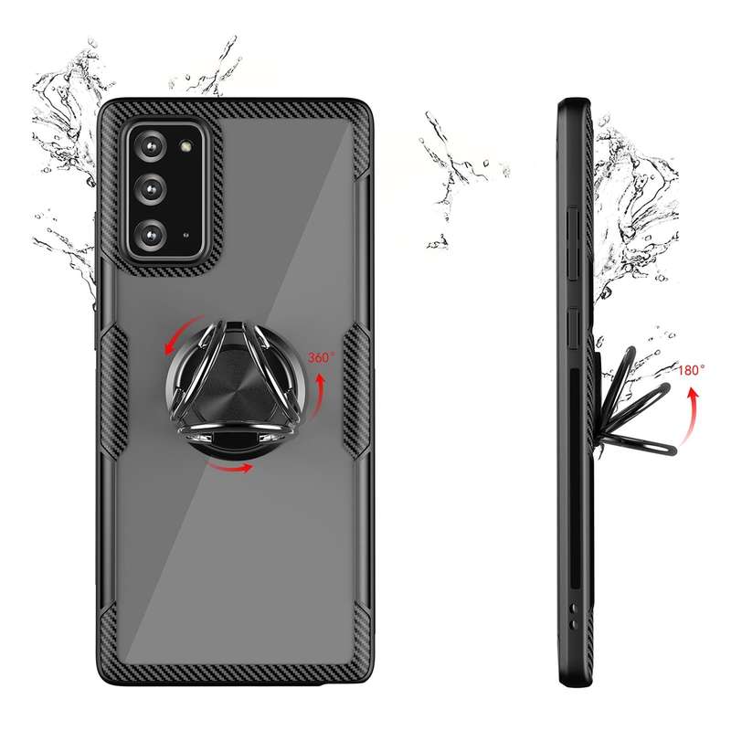 For Samsung Galaxy Note 20 Shockproof Transparent TPU + Acrylic Protective Case, with Ring Holder...